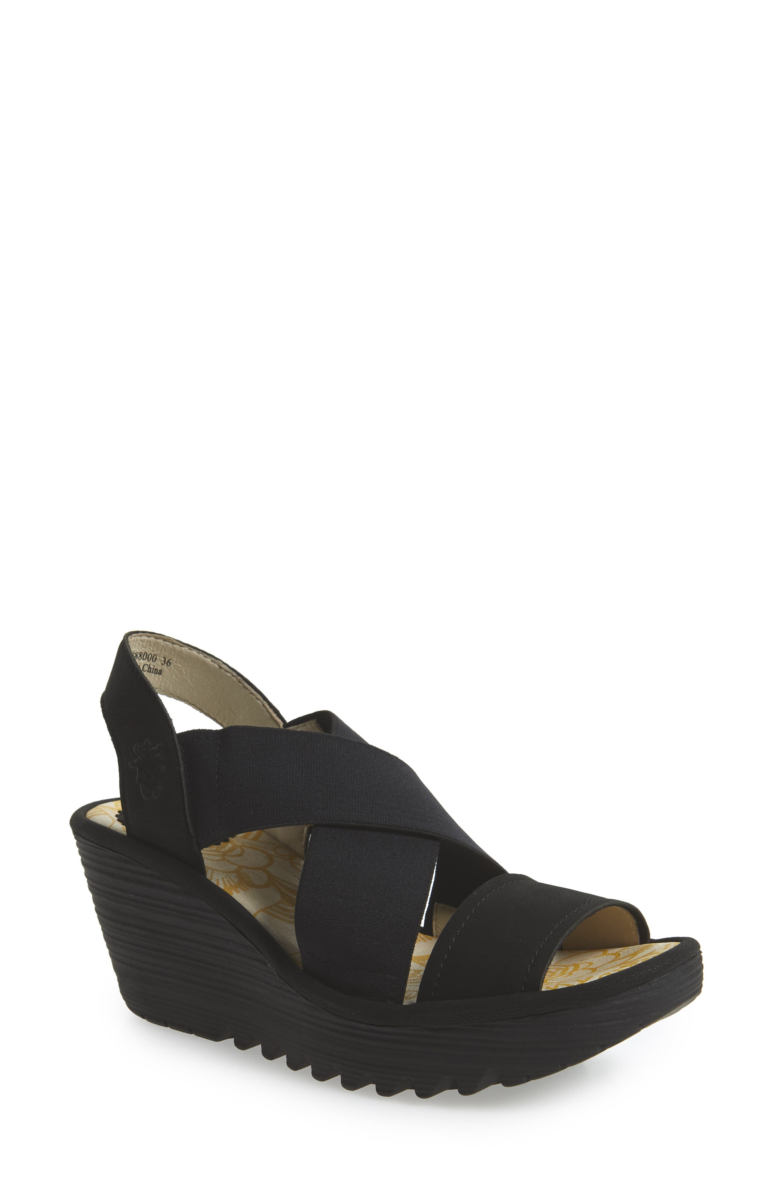 Fly London Yaji Cross Wedge Sandal, Main, color, 