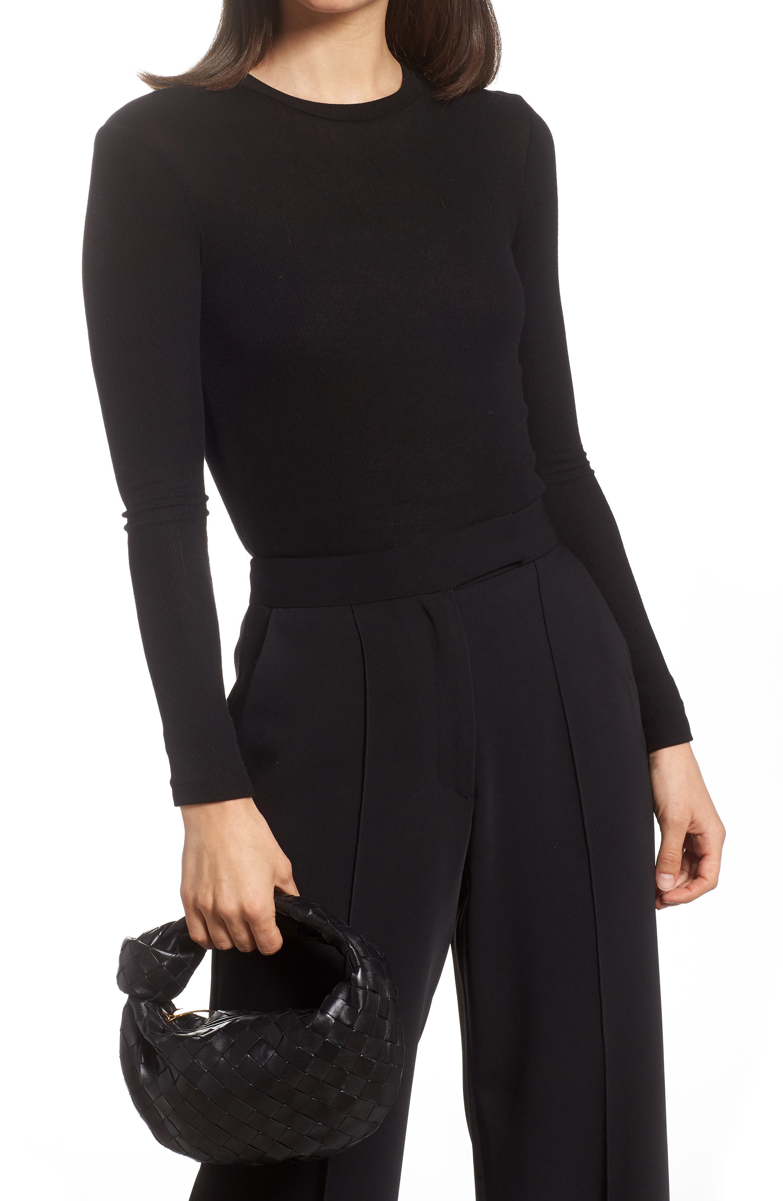 Bottega Veneta Mini Jodie Leather Hobo, Alternate, color, Black/ Gold