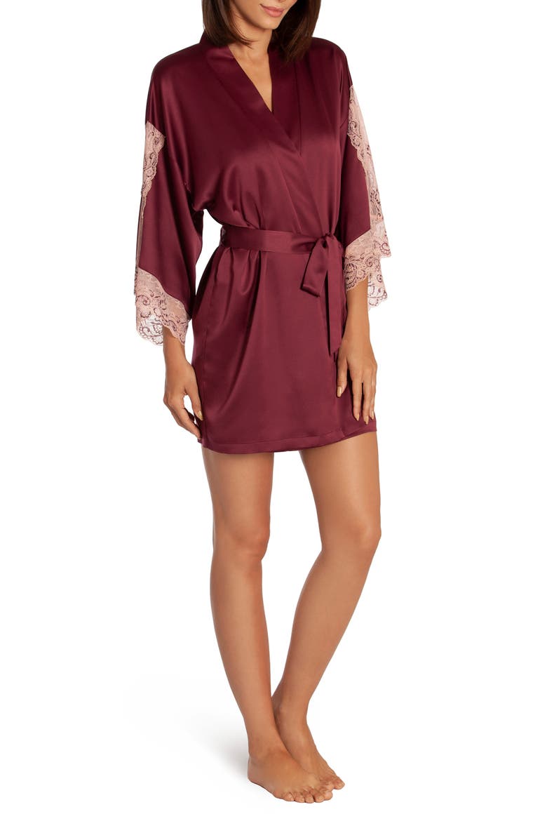 River Satin Robe, Alternate, color, BURGUNDY