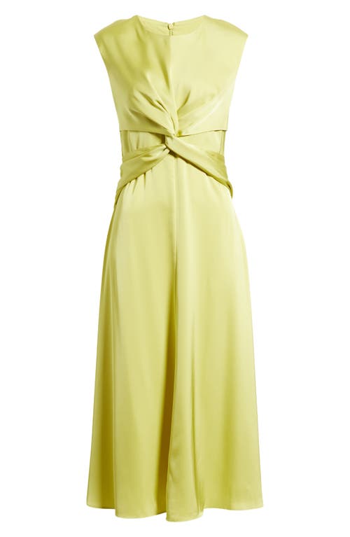 Shop Vince Camuto Twist Front Satin Maxi Dress In Pear