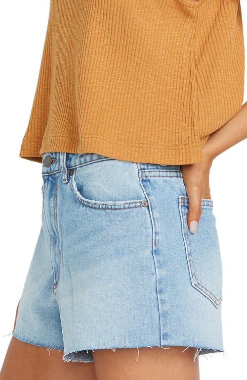 Shop Billabong High Tides Raw Hem High Waist Denim Shorts In Surf Spray