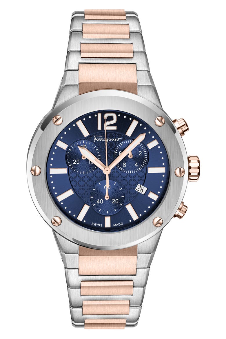 F-80 Bracelet Strap Chronograph Watch, 42mm, Main, color, TWO TONE