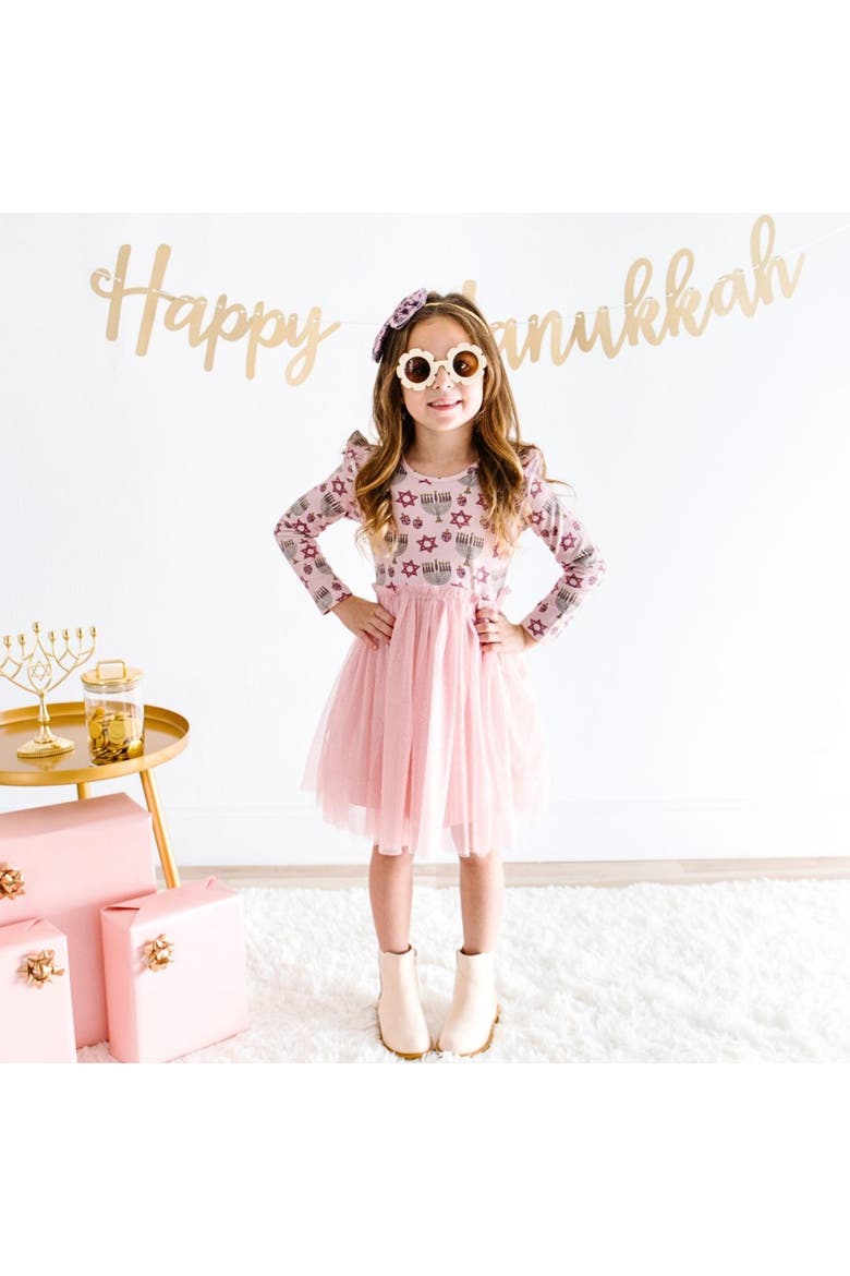 Hanukkah Long Sleeve Tutu Dress, Alternate, color, Blush