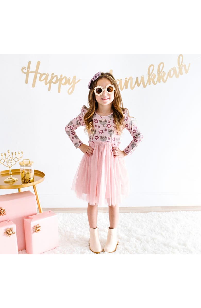 Sweet Wink Hanukkah Long Sleeve Tutu Dress, Alternate, color, 