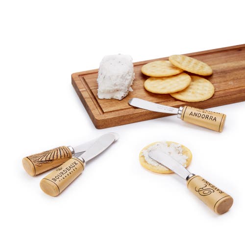 Twine Cork Handled Cheese Spreader Set In Silver