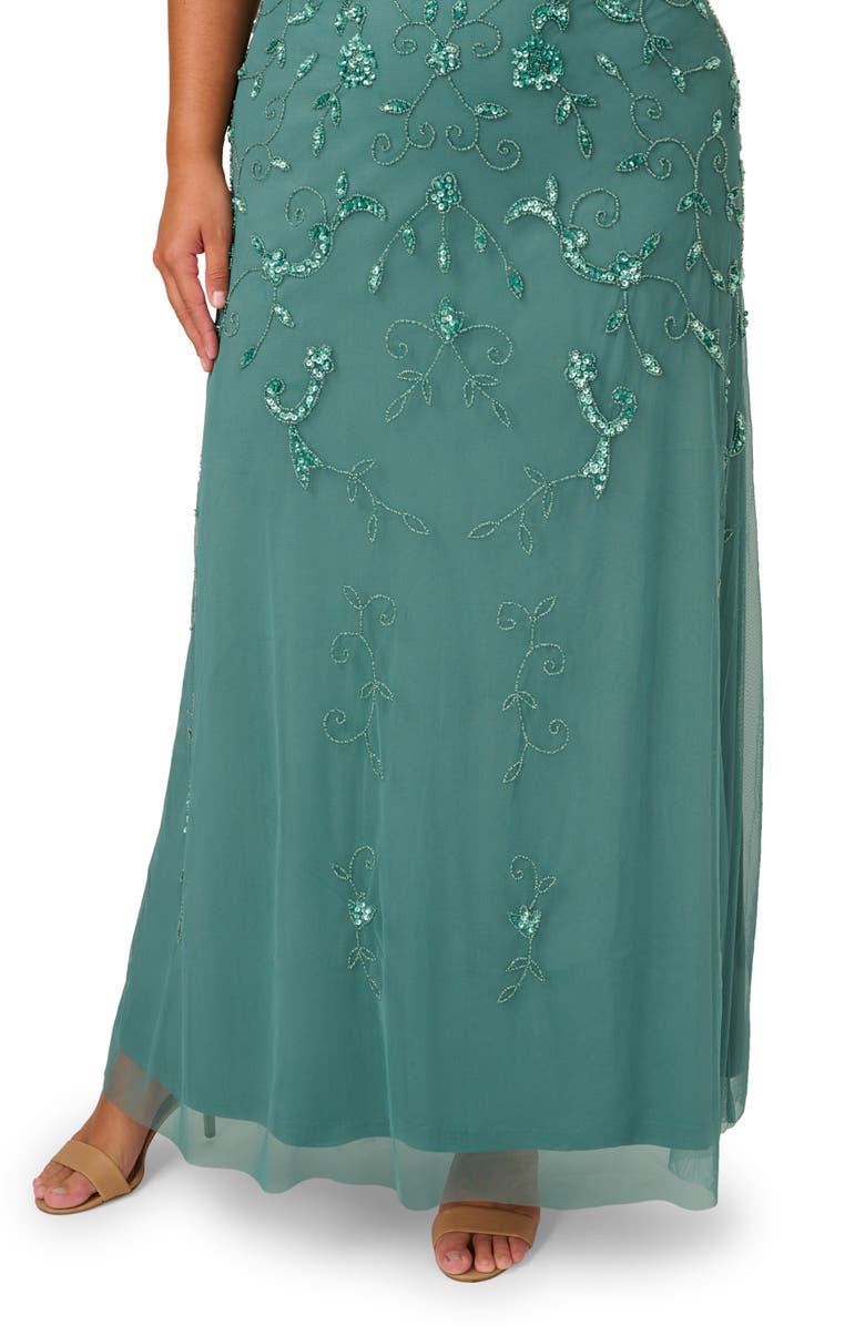 Adrianna Papell Beaded Mesh Gown, Alternate, color,