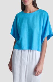 DKNY Drop Shoulder Boxy Linen Top