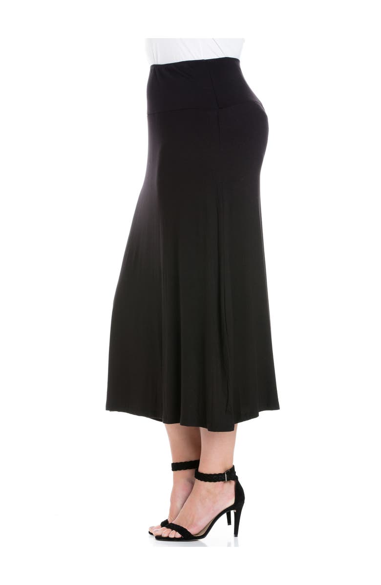 24seven Comfort Apparel Plus Size Comfortable Fit Elastic Waist Maxi Skirt, Alternate, color, Black