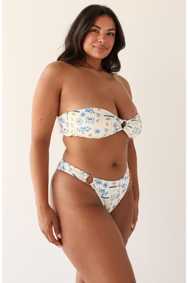 Lotus Bandeau Bikini Top, Alternate, color, Santorini