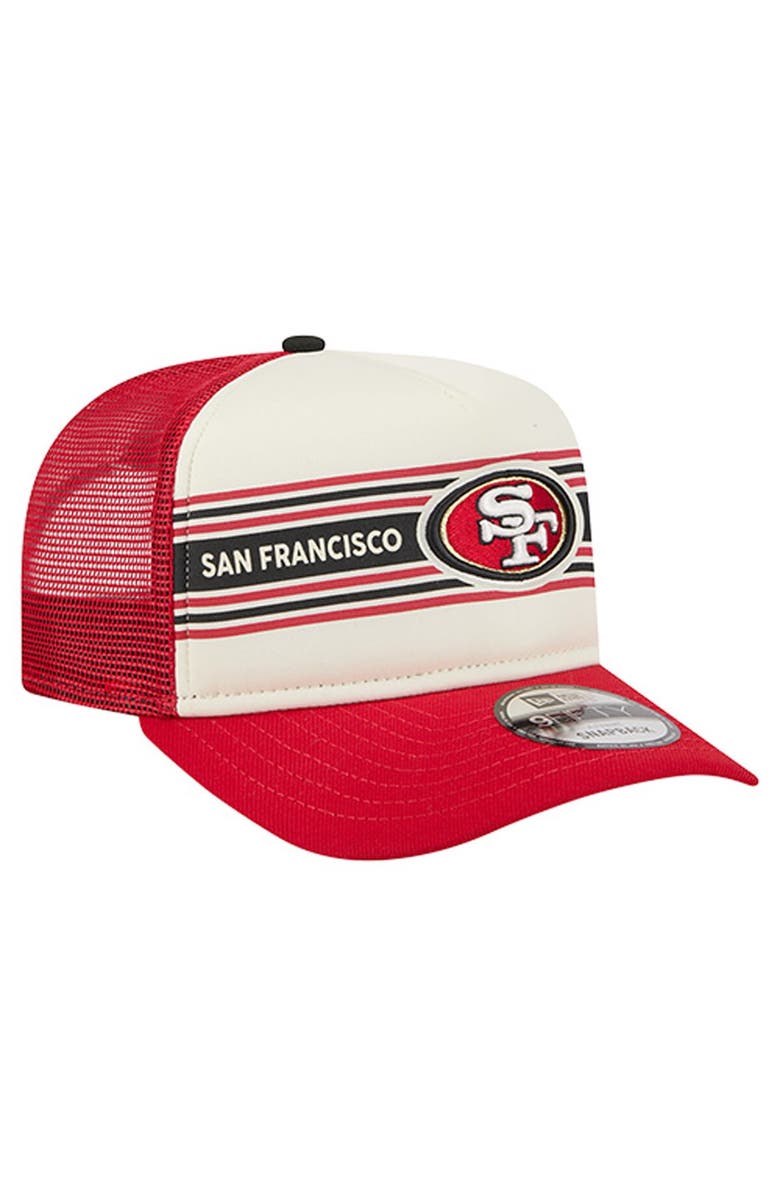 New Era Men
s New Era  Cream/Scarlet San Francisco 49ers Banner A-Frame 9FIFTY Trucker Snapback Hat, Alternate, color, Cream