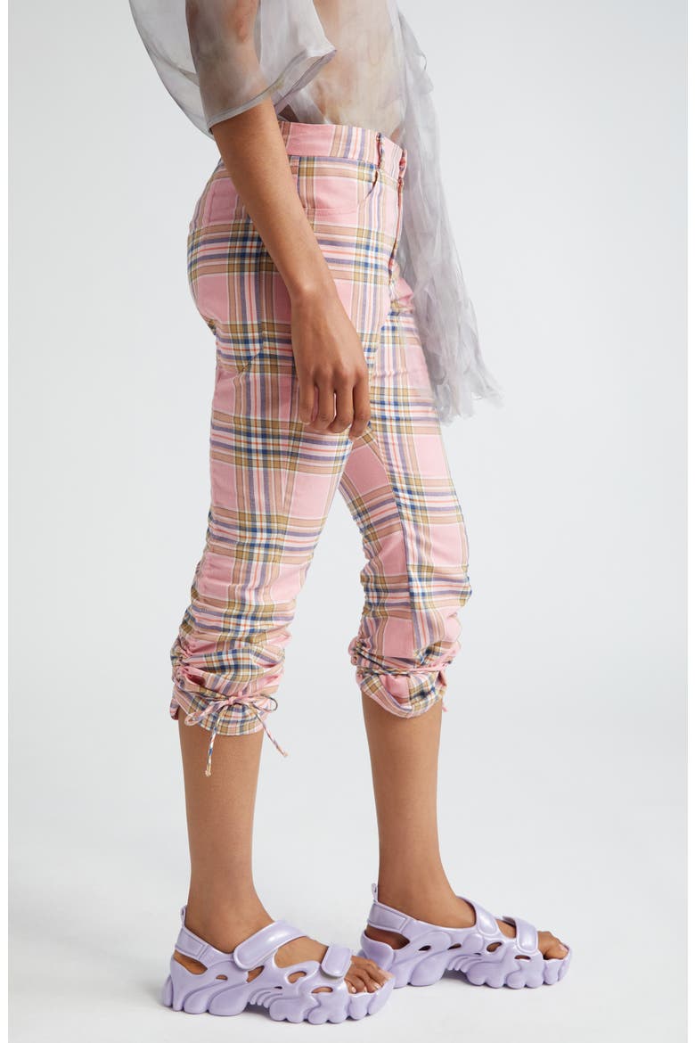 Maldives Plaid Drawstring Leg Capri Pants, Alternate, color, PINK PLAID