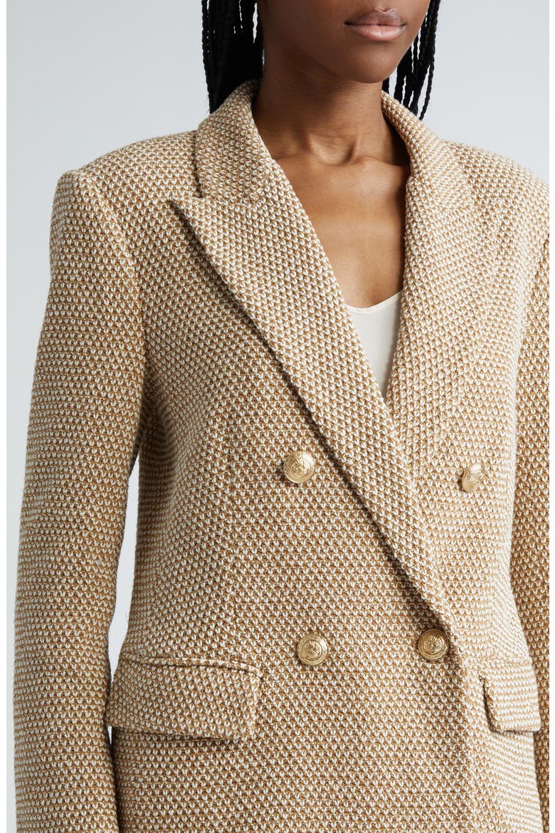 Riva Double Breasted Knit Blazer, Alternate, color, TAN/ IVORY MULTI