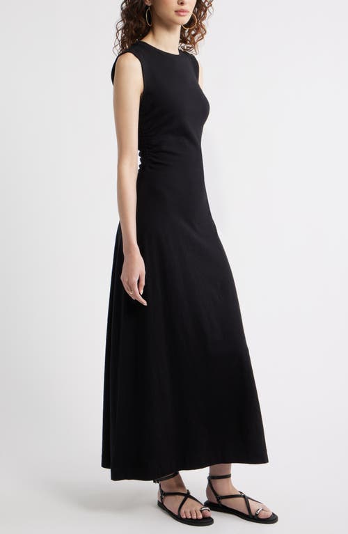 Treasure & Bond Side Ruched Cotton Maxi Dress In Black