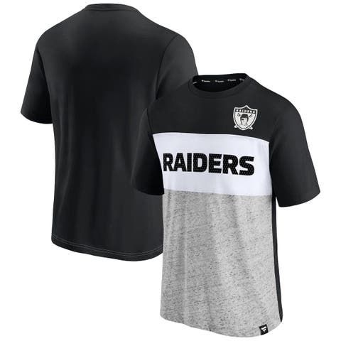 Men's Fanatics Branded Black/Heathered Gray Las Vegas Raiders Throwback Colorblock T-Shirt