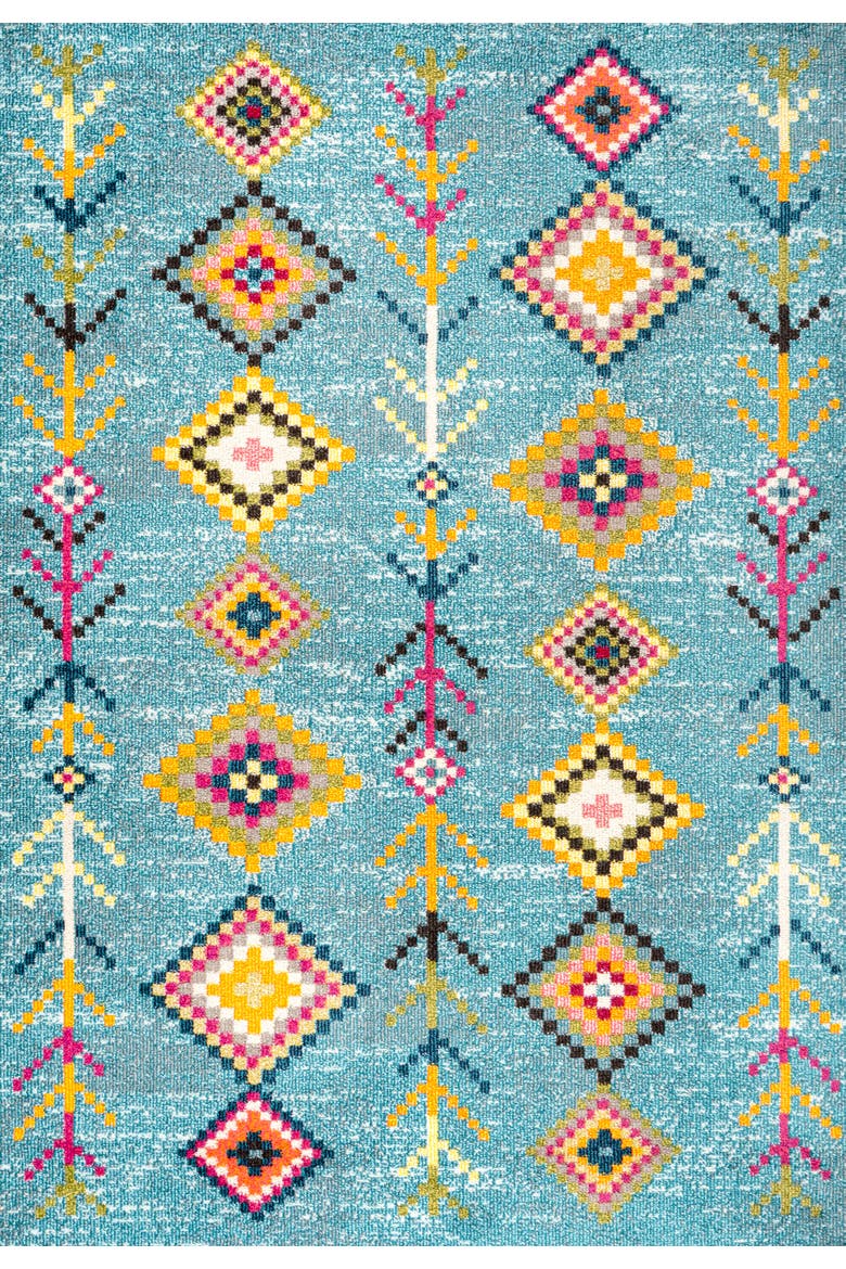 Love Geometric Area Rug, Main, color, Light Blue/Multi