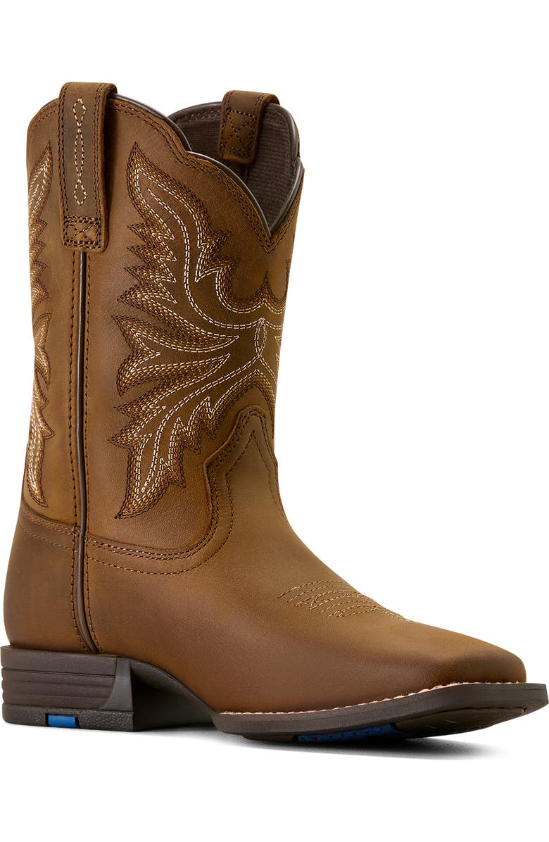 Ariat Kids' Westwood Wide Square Toe Western Boot, Main, color, Distressed Brown