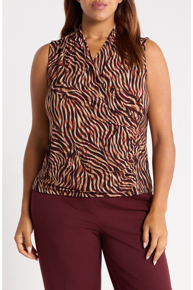 Faux Wrap Sleeveless Top, Main, color, BAROLO MULTI