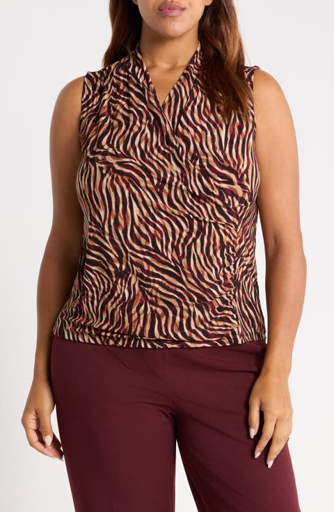Faux Wrap Sleeveless Top