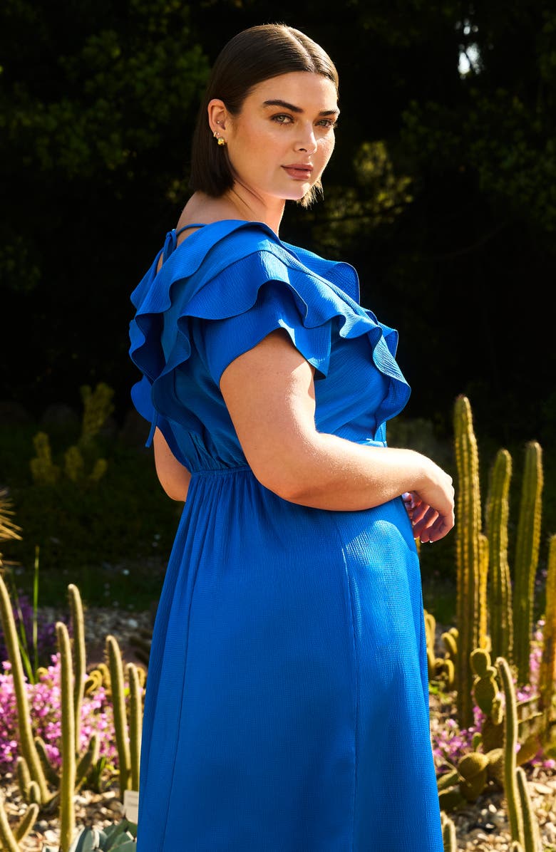 Estelle Poseidon Ruffle Trim Cocktail Dress, Alternate, color, Cobalt