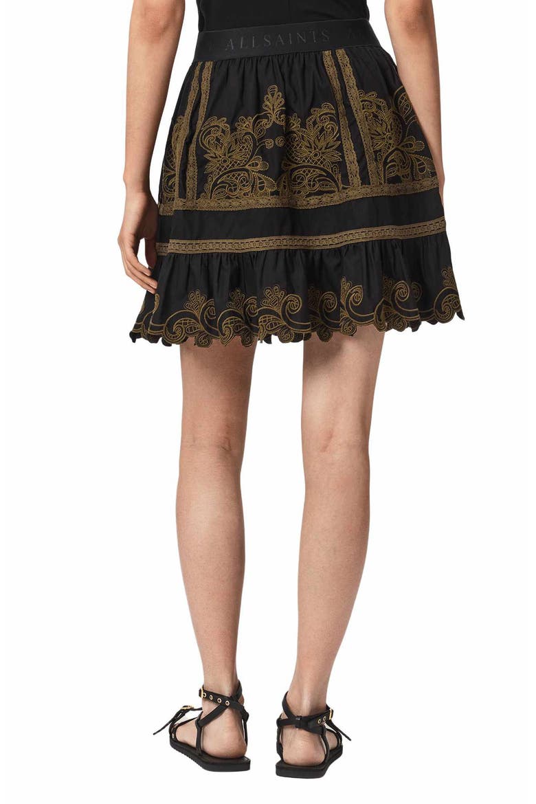 Katya Embroidered Cotton Miniskirt, Alternate, color, BLACK/ KHAKI
