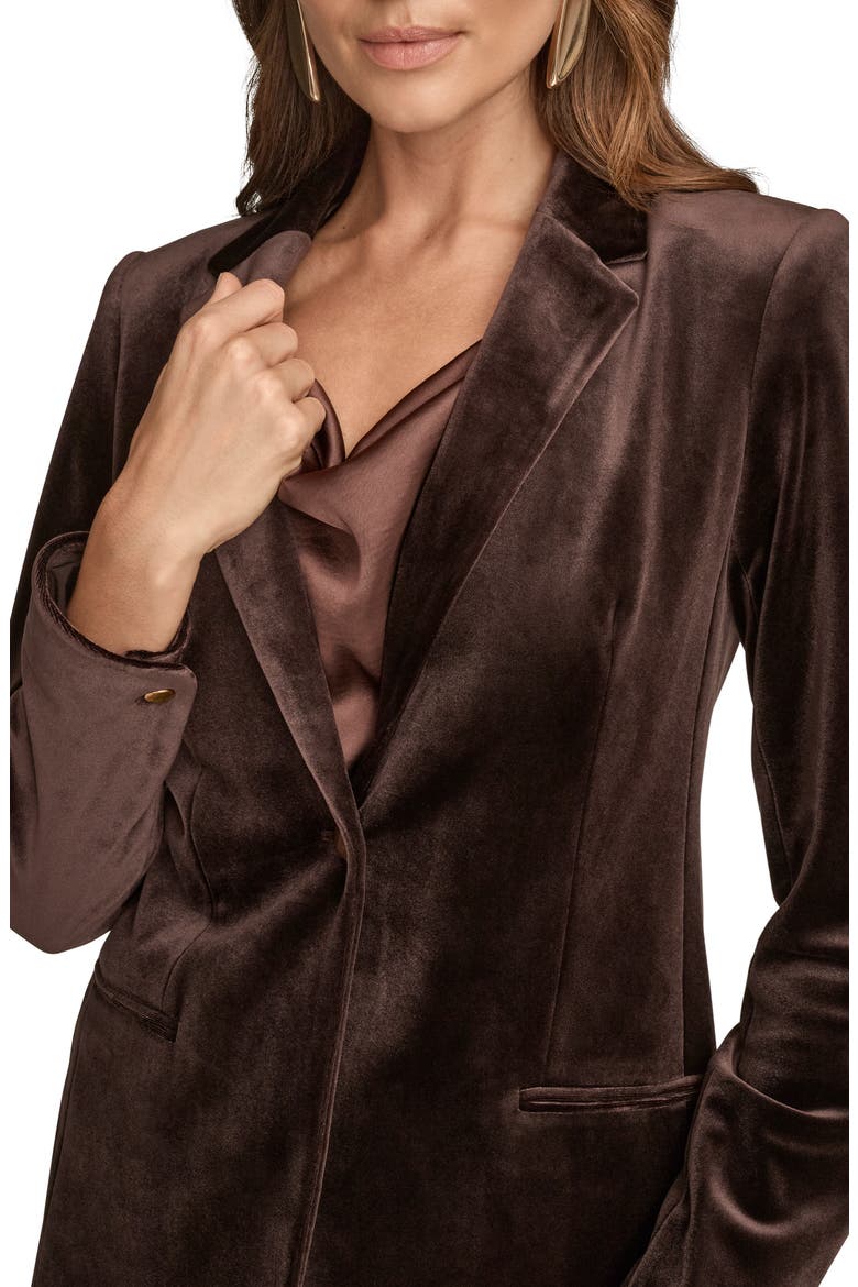 One-Button Velvet Jacket, Alternate, color, CHOCOLATE PLUM