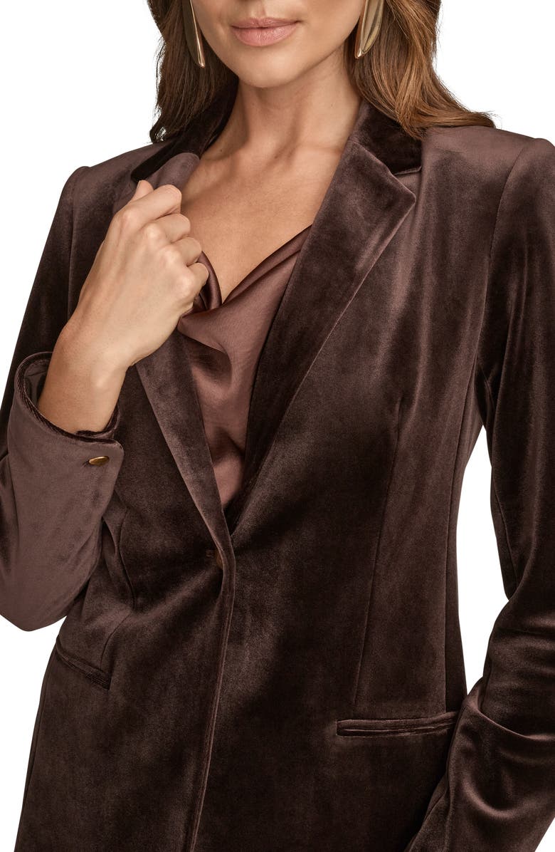Donna Karan New York One-Button Velvet Jacket, Alternate, color,