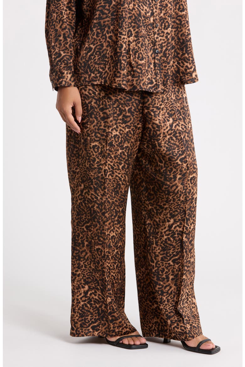 Leopard Print Wide Leg Pants, Alternate, color, WALNUT BLACK LEOPARD
