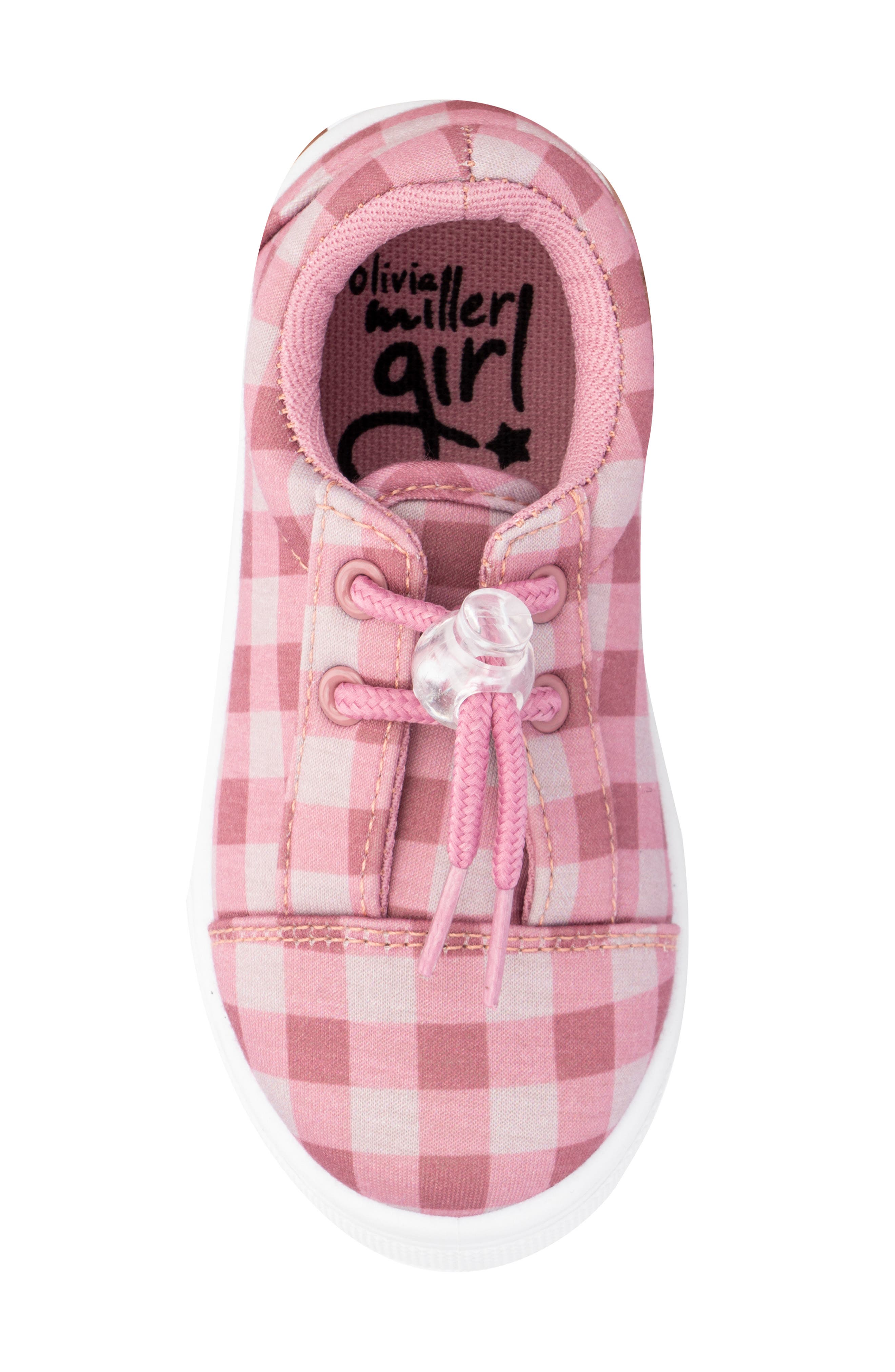 OLIVIA MILLER Kids' Gingham Sneaker, Alternate, color, Blush