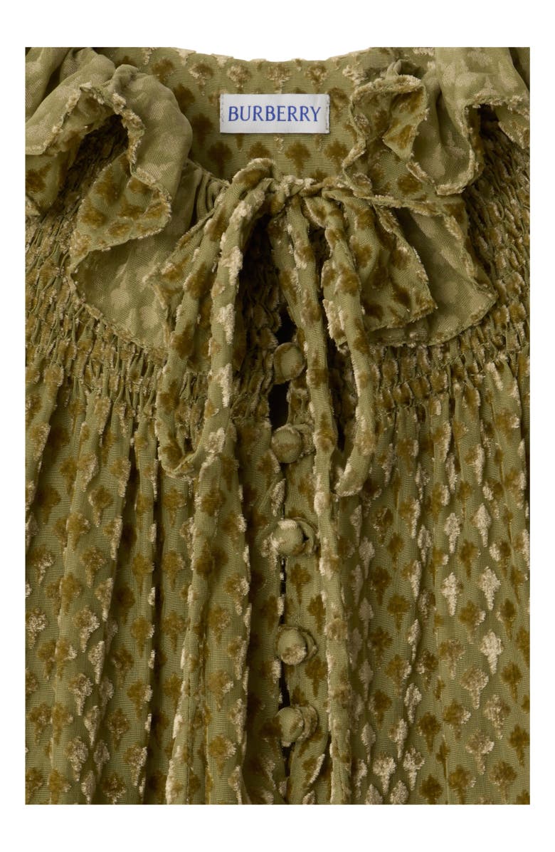 Burberry Torch Silk Blend Velvet Blouse, Alternate, color, Cricket Yellow