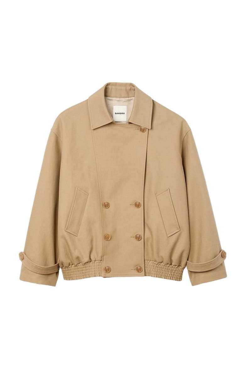 Short oversized trench coat, Alternate, color, Beige