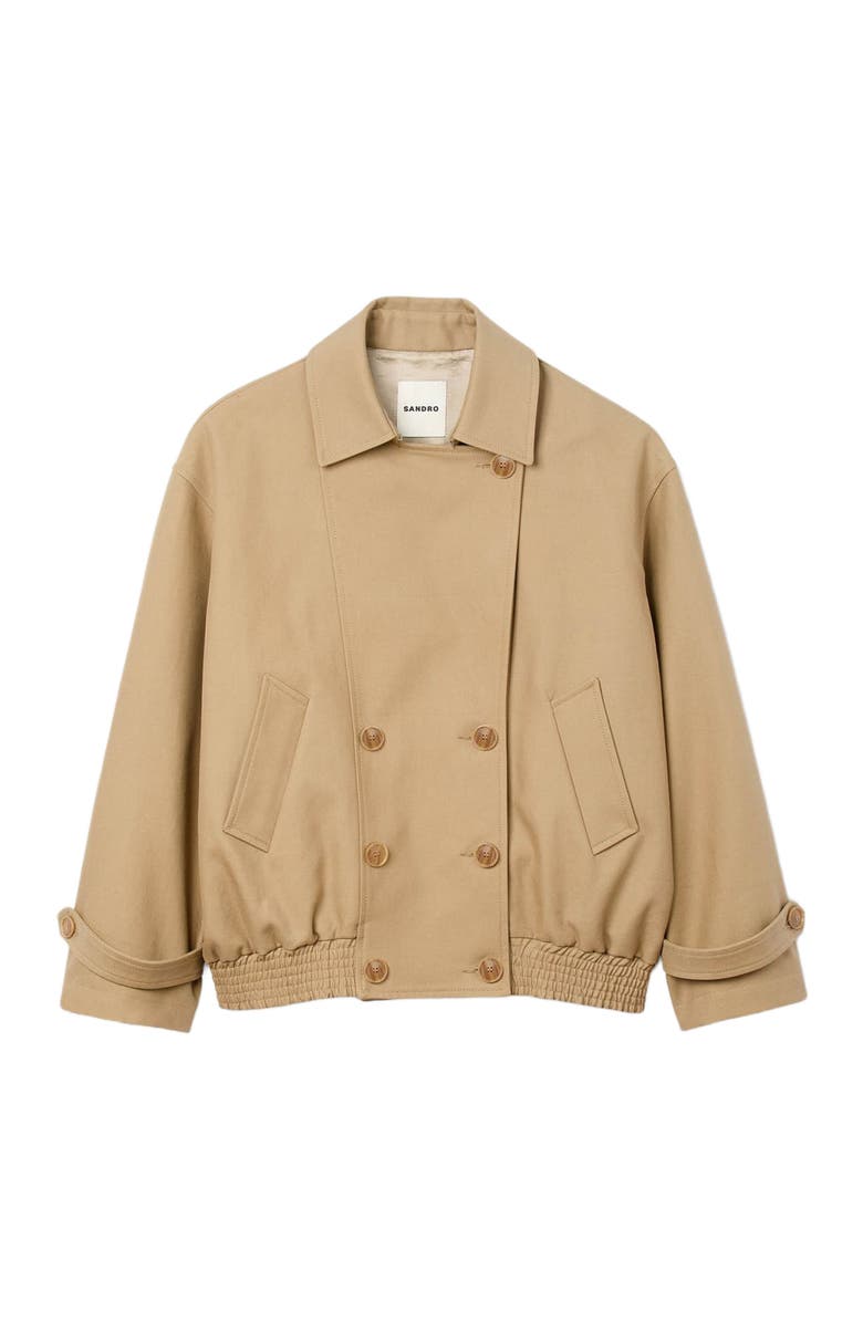 SANDRO Short oversized trench coat, Alternate, color, Beige