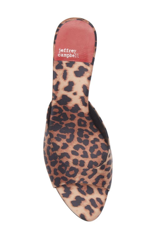 Jeffrey Campbell Spy-kid Slide Sandal In Beige Black Cheetah Satin