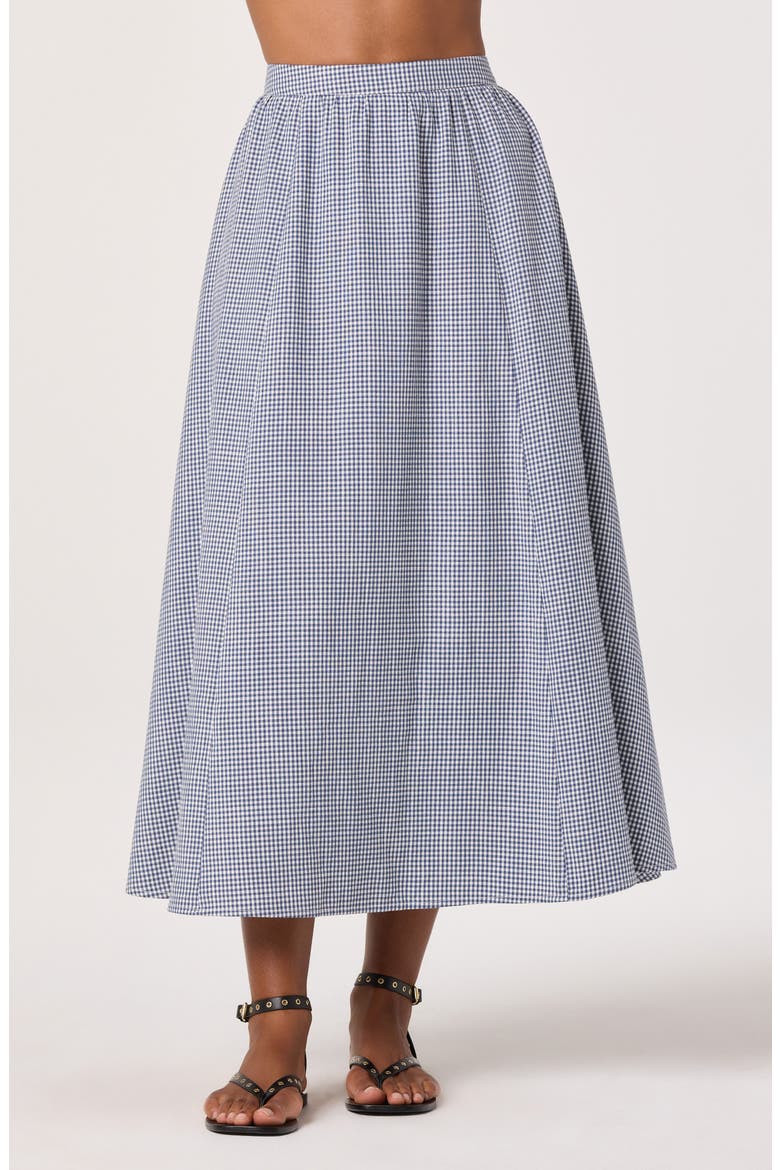 Wylda Floral Print Maxi Skirt, Alternate, color, BLUE GINGHAM