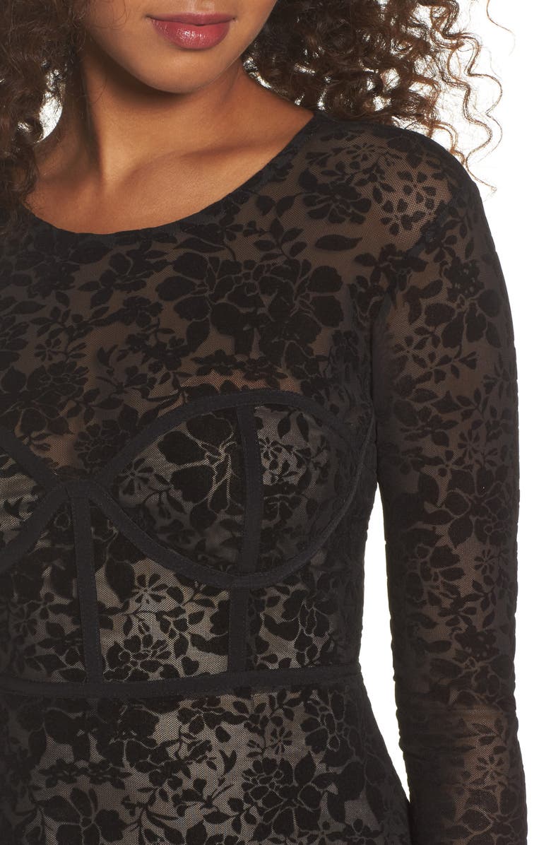 Lulus Cor-Set to Go Burnout Velvet Minidress, Alternate, color,