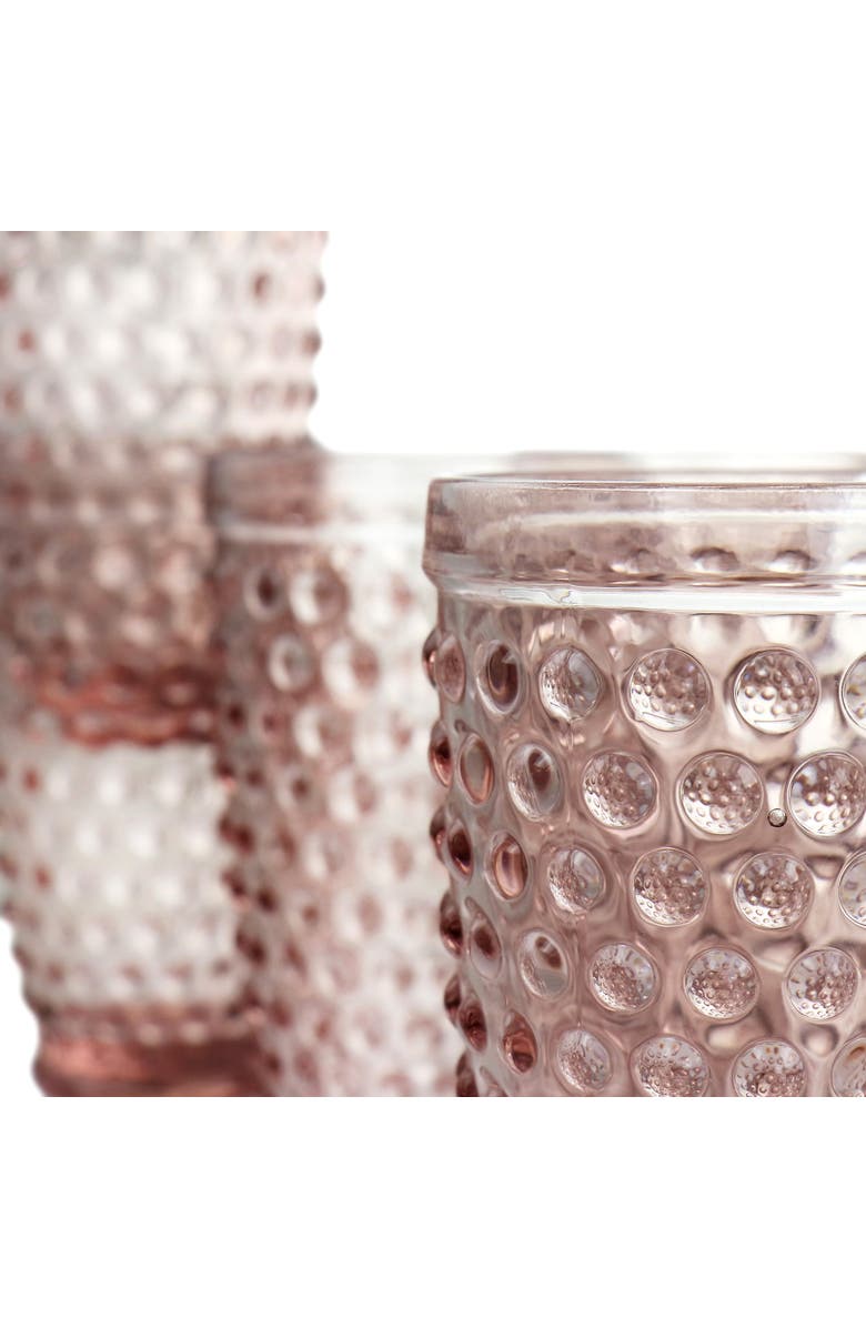 MARTHA STEWART 6 Piece Hobnail Handmade Glass Tumbler Set, Alternate, color, Pink