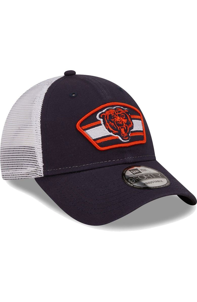 New Era Men's New Era Navy/White Chicago Bears Logo Patch Trucker 9FORTY Snapback Hat, Alternate, color, 