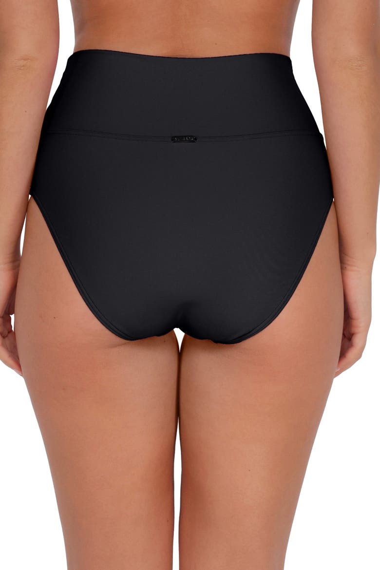 Arlene High Waist Bikini Swim Bottoms with Tummy Control, Alternate, color, BLACK
