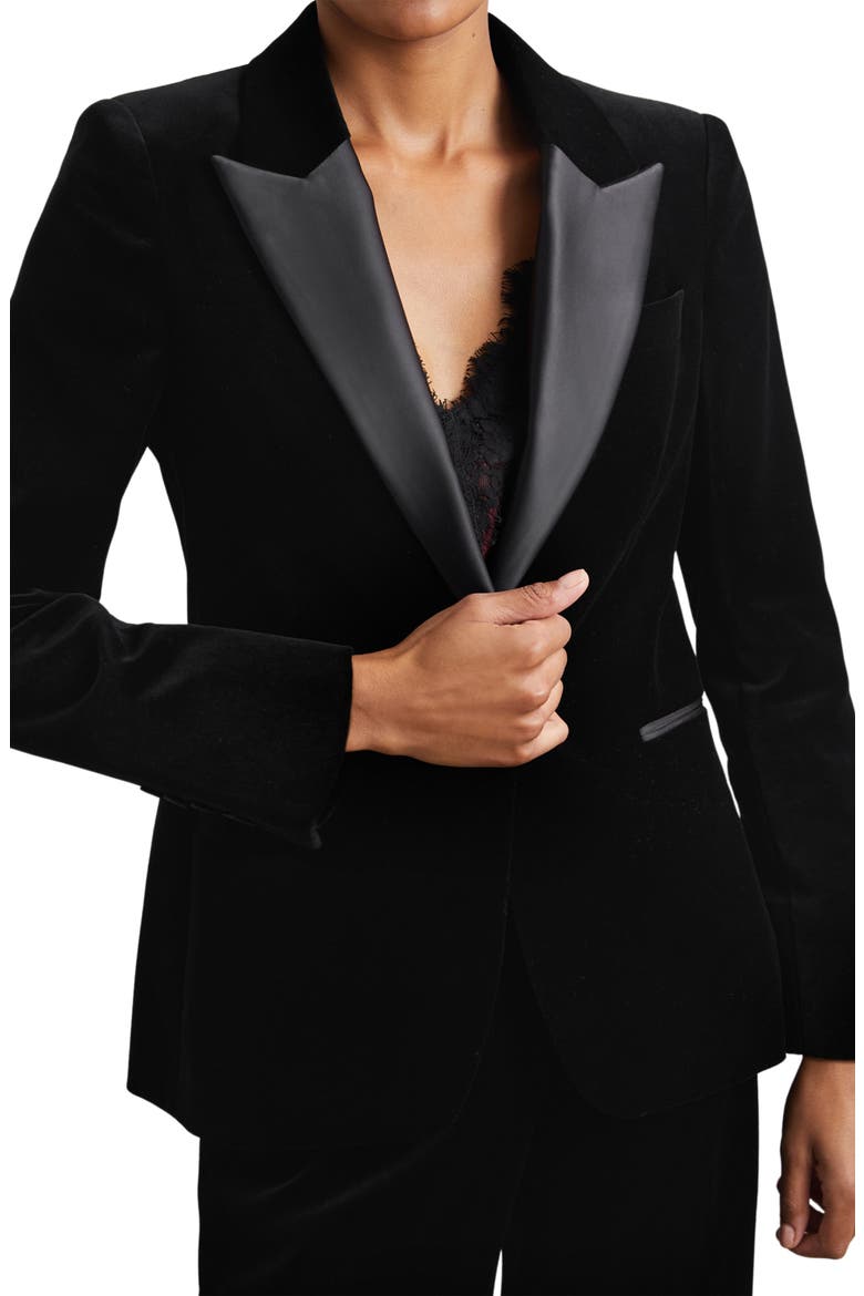 Myrtle Cotton Velveteen Tuxedo Jacket, Main, color, BLACK