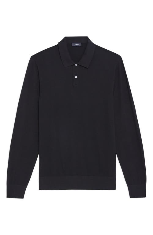 Theory Goris Long Sleeve Polo In Black