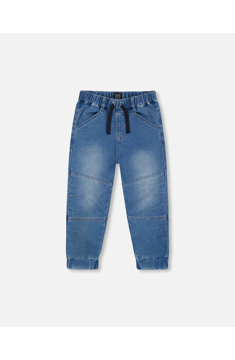 Deux par Deux Boy's French Terry Jogger Pants Light Blue Denim, Main, color, 