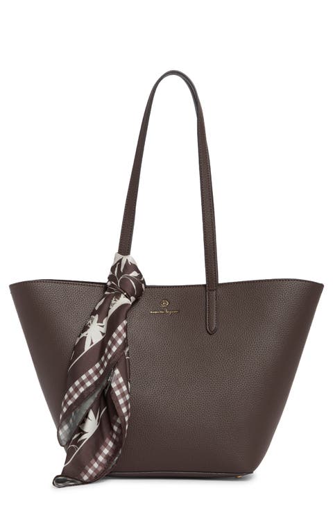 Scarf Tulip Tote with Dome Crossbody Bag