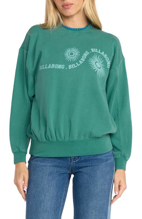 Billabong Time For Kendal Crewneck Fleece Graphic Sweatshirt In Green