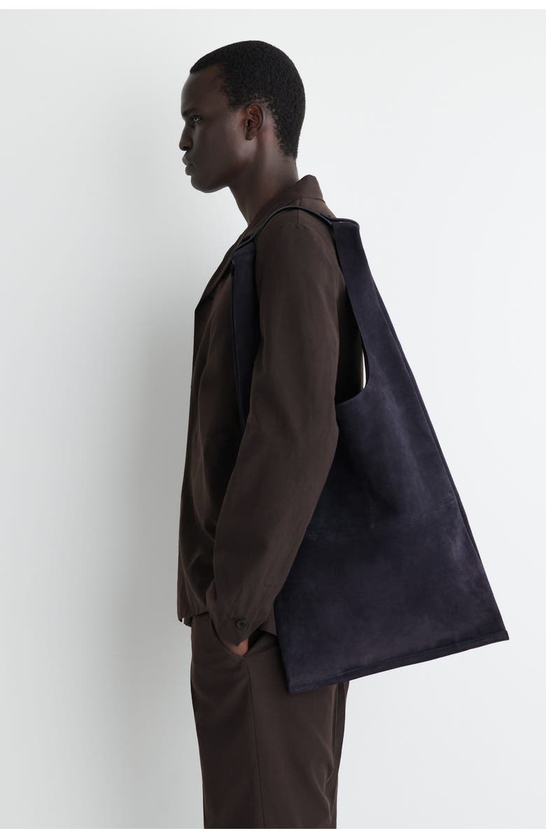 COS Slouchy Tote - Suede, Alternate, color, Navy