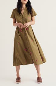 Seasalt Cornwall Fowen Embroidered Organic Cotton Midi Dress