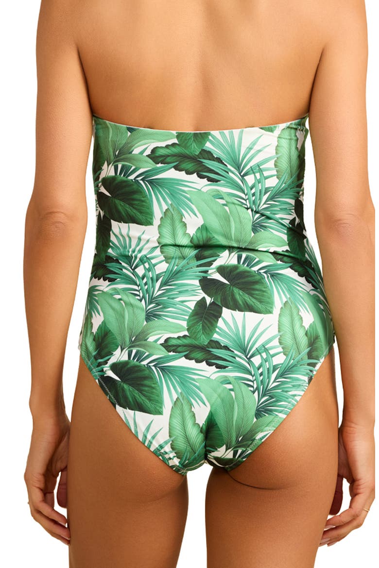 Strapless Bandeau One-Piece Swimsuit, Alternate, color, STAY PALM GREEN
