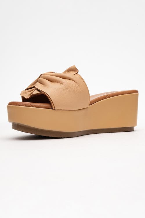 Forever & Always Shoes Syndra Bow Wedge Leather Sandal In Brown