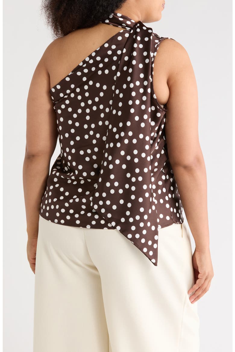 Scarf Neck One-Shoulder Top, Alternate, color, BROWN