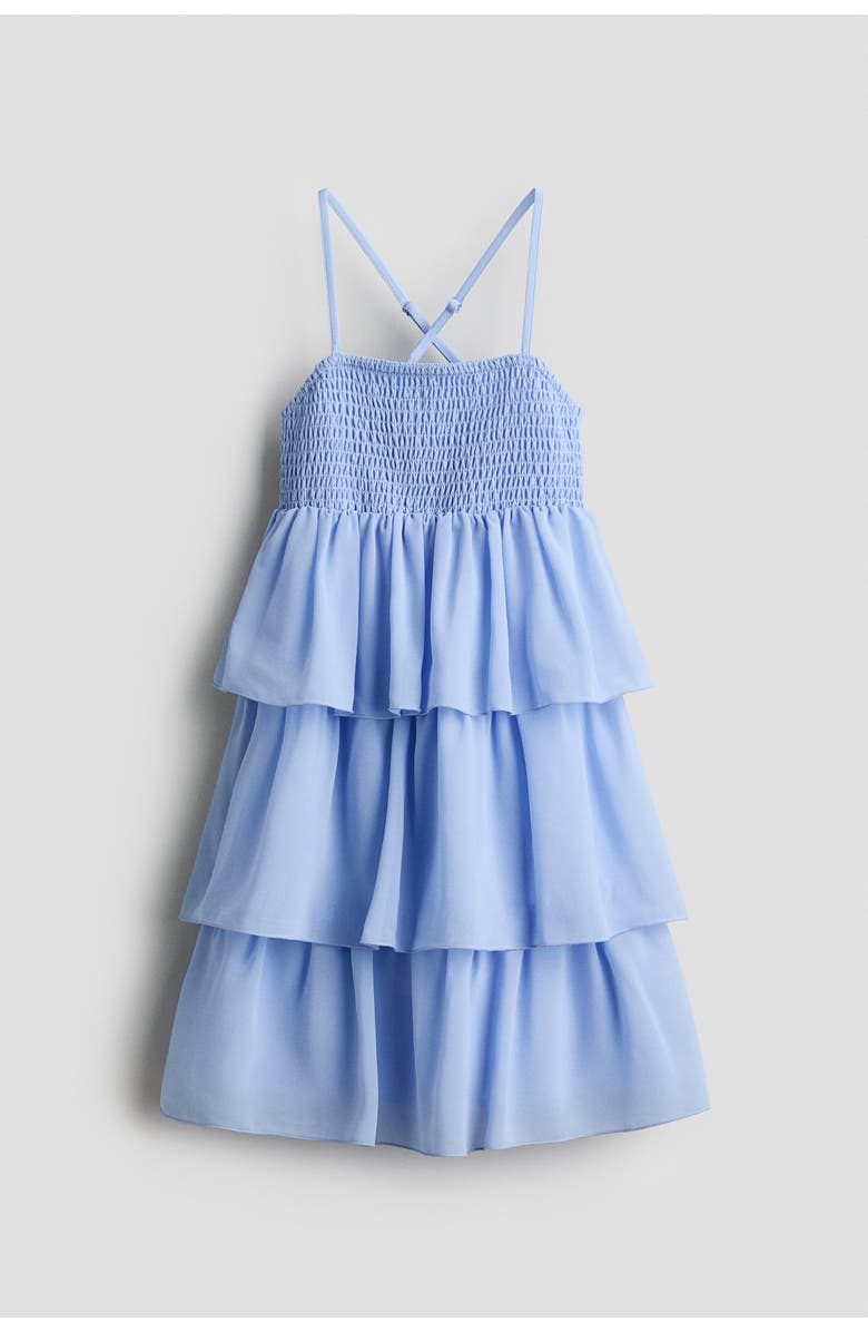 H&M Tiered chiffon dress, Main, color, Light Blue