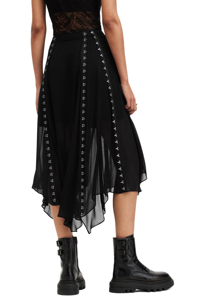 AllSaints Luna Handkerchief Skirt, Alternate, color, Black