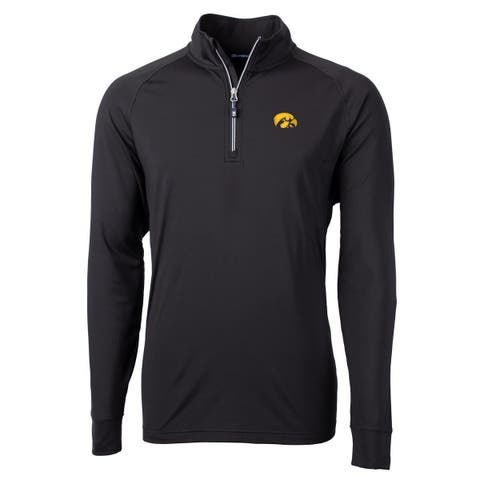 Men's Cutter & Buck Black Iowa Hawkeyes Big & Tall Adapt Eco Knit Quarter-Zip Pullover Jacket